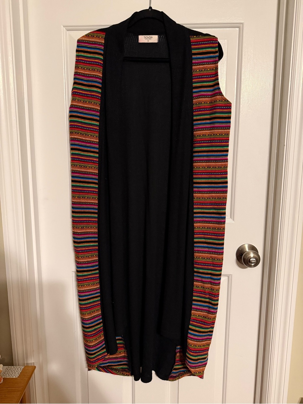Ya Ya Club Clothing Co Open Front Vest Medium Southwestern Serape Stripe Black